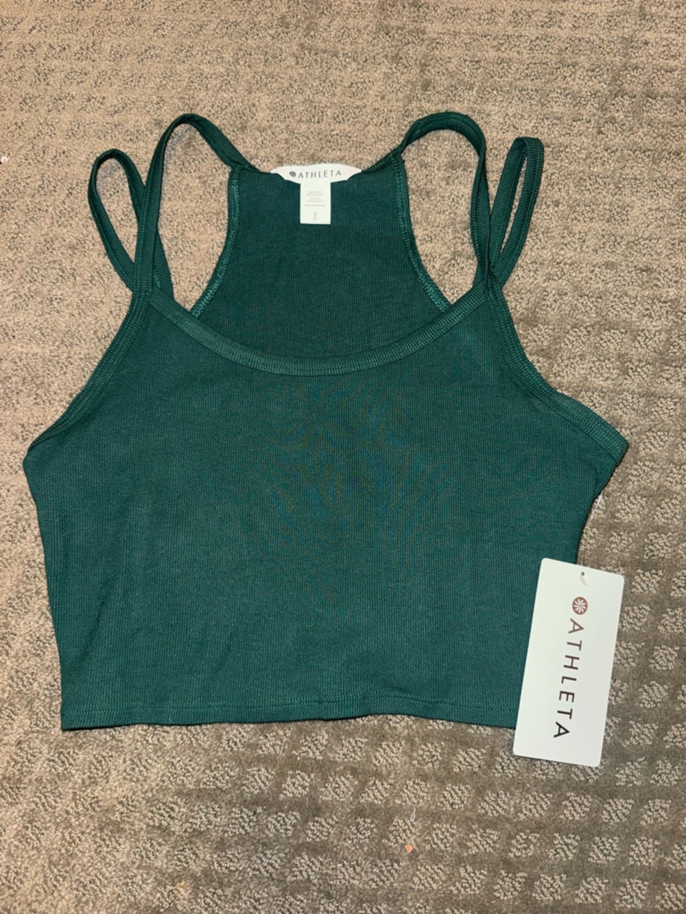 Athleta  Green Wide Binding Ribbed  Tank